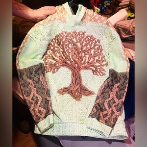 Mint Green Hoodie with Viking Tree of Life Design